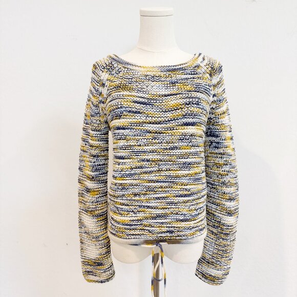 Theory Coella Off The Shoulder Knit Slouchy Sweater Multicolor Preppy Size XS - Picture 3 of 10